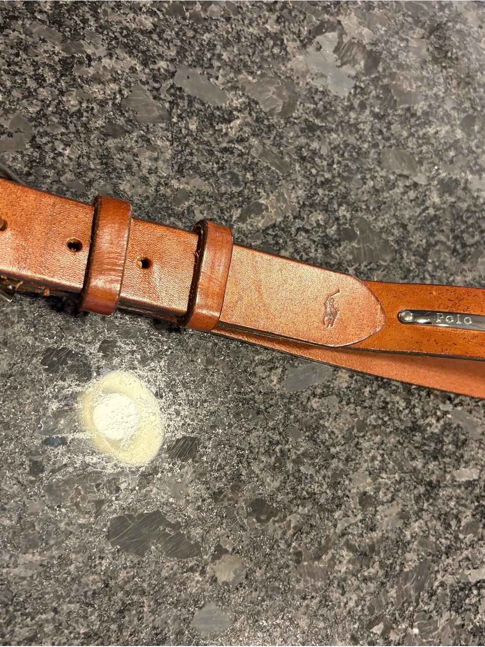 Polo by Ralph Lauren Brown Leather Men’s Belt with Logo Plate